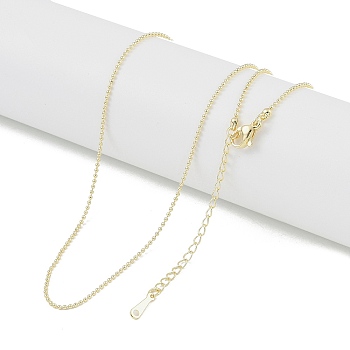 Brass Ball Chain Necklaces for Women, Real 18K Gold Plated, 17.40x0.05 inch(442x1.2mm)