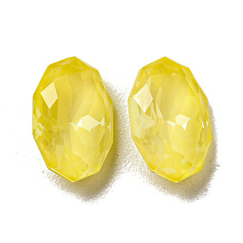 Glass Rhinestone Cabochons, Point Back & Back Plated, Faceted, Oval, Jonquil, 10x6.5x4mm