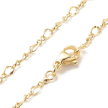 Brass Figaro Chains Necklace for Women, Cadmium Free & Lead Free, Real 18K Gold Plated, 17.76 inch(45.1cm), Link: 4x2.8x0.3mm, 3.5x1.8x0.8mm