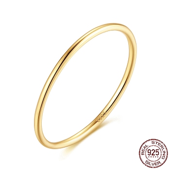 925 Sterling Silver Thin Finger Rings, Stackable Plain Band Ring for Women, with S925 Stamp, for Mother's Day, Real 14K Gold Plated, 1mm, US Size 5 3/4(16.3mm)