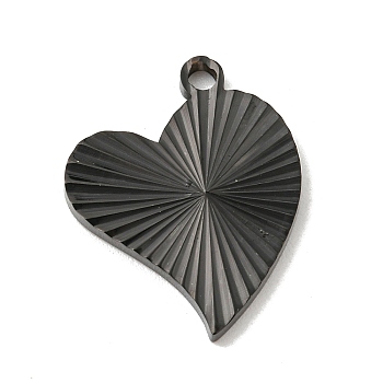 Ion Plating(IP) 304 Stainless Steel Pendants, Heart Charm, Black, 21.5x17x2mm, Hole: 1.8mm