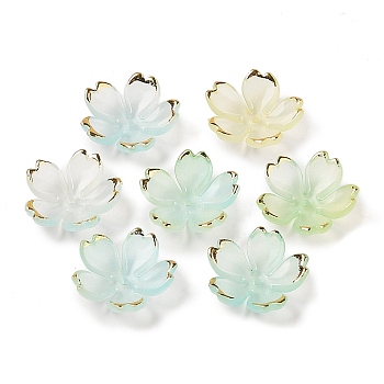 Acrylic Bead Caps, 5-Petal Flower, Light Cyan, 17.5x18x5mm, Hole: 1.2mm, 1162pcs/500g