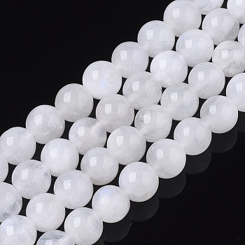Natural Rainbow Moonstone Beads Strands, Round, 6mm, Hole: 0.6mm, about 37~38pcs/strand, 15.75 inch(40cm)