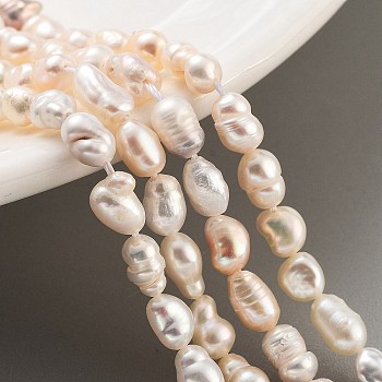 Natural Cultured Freshwater Pearl Beads Strands, Grade 2A+, Oval, PeachPuff, 3.8~4.2mm, Hole: 0.6mm, about 30~31pcs/strand, 7.09''(18cm)