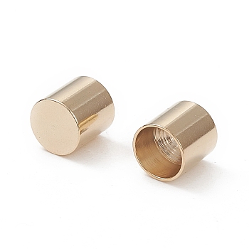 201 Stainless Steel Cord Ends, End Caps, Column, Real 24K Gold Plated, 7x7mm, Inner Diameter: 6mm