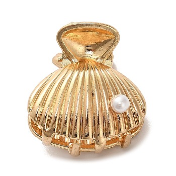 Alloy Claw Hair Clips, with Imitation Pearl, Hair Accessories for Women Girls, Shell Shapes, Golden, 24x22x20mm