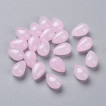Imitation Jade Glass Beads, Teardrop, Pink, 9x6x5mm, Hole: 1mm