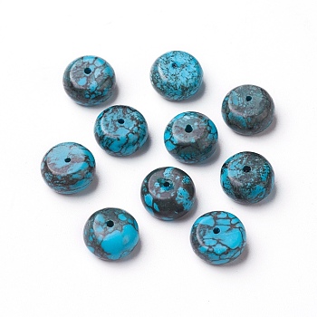 Natural Howlite Beads, Dyed & Heated, Flat Round/Disc, 10~10.5x5.4~6mm, Hole: 1mm