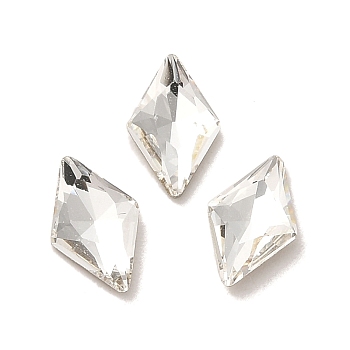 Glass Rhinestone Cabochons, Point Back & Back Plated, Faceted, Rhombus, Crystal, 8x5x2mm