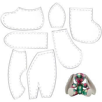 Acrylic Quilting Templates, DIY Patchwork Sewing Crafts, for Rabbit Doll Making, Clear, 72~165x50~130x2.5mm, 7pcs/set