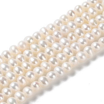 Natural Cultured Freshwater Pearl Beads Strands, Potato, Grade 4A, PapayaWhip, 4~5.5x4~4.5mm, Hole: 0.5mm, about 88pcs/strand, 15.04 inch(38.2cm)