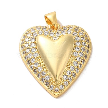 Real 16K Gold Plated Clear Heart Brass+Cubic Zirconia Pendants