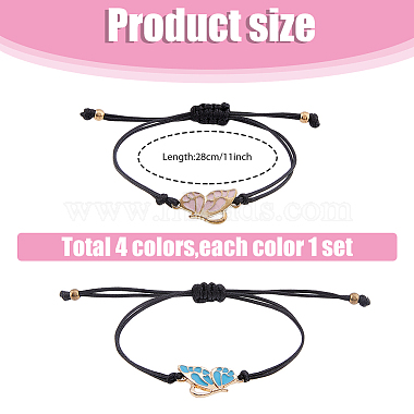 3 sets 3 colors Butterfly Alloy Enamel Link Bracelets Set(BJEW-FI0001-09)-2