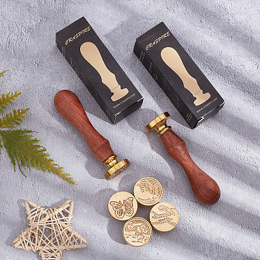 Brass Wax Seal Stamp with Handle(AJEW-WH0184-0381)-7