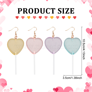 4 Pairs 4 Colors Acrylic Heart Lollipop Dangle Earrings(EJEW-FI0001-14)-2