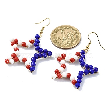 Independence Day Glass Seed Beaded Dangle Earrings(EJEW-TA00363)-3