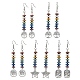Colorful Natural Dyed Lava Rock Disc Beaded Dangle Earrings(EJEW-JE05617)-1