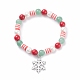 Natural Green Aventurine & Mashan Jade & Shell Pearl Stretch Bracelet with Christmas Snowflake Alloy Charm(BJEW-TA00089)-1