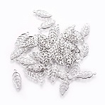 Tarnish Resistant 201 Stainless Steel Charms, Leaf, Stainless Steel Color, 13x5.5x0.3mm, Hole: 0.8mm(STAS-I109-01P)