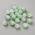 Handmade Lampwork Beads, Strawberry, Lime Green, 15x15x15mm, Hole: 1.6mm(LAMP-WH0009-10B)