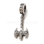 Viking 316 Surgical Stainless Steel European Dangle Charms, Axe with Triqueta, Antique Silver, 28mm, Hole: 5mm(SA-CBA7555-10AS)