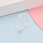 925 Sterling Silver Open Cuff Rings for Women, Bowknot, with S925 Stamp, Silver, 2.5mm, US Size 7 1/4(17.5mm)(STER-N016-149S)
