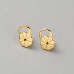 Brass Ear Nuts, Flower, Golden, 12x8x6.5mm, Hole: 0.8mm/2.5x4.7mm(KK-WH0816-031G-02)