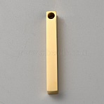 Stainless Steel Pendants, Rectangle Charm, Golden, 39.5x4.5x4.5mm, Hole: 3mm(STAS-WH0036-40G)