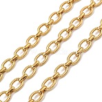 304 Stainless Steel Textured Oval Link Chains, Ion Plating(IP), Unwelded, with Spool, Real 18K Gold Plated, Link: 9x6.7x1.6mm and 6.5x4x1.8mm, about 16.40 Feet(5m)/Roll(CHS-F022-09G)