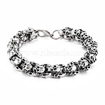 Alloy Skull Link Chain Bracelet, Halloween Jewelry for Men Women, Antique Silver, Inner Diameter: 2 inch(5cm)(BJEW-N015-008)