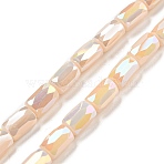 Glass Beads Strands, AB Color Plated, Faceted Column, Cornsilk, 6x4mm, Hole: 0.8mm, about 78~80pcs/strand, 19.29~20.07 inch(49~51cm)(EGLA-P052-03C-05)