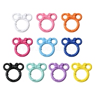 10Pcs Spray Painted Alloy Spring Gate Rings, Rings with Bowknot, Mixed Color, 35x37.5x7mm, Hole: 7mm, inner diameter: 19mm(FIND-YW0001-59)