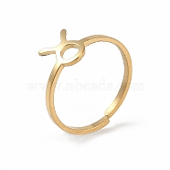 Real 18K Gold Plated 304 Stainless Steel Adjustable Finger Ring, Constellations Open Cuff Rings for Women, Taurus, Adjustable, Surface: 6.5~9x6.5~12mm(RJEW-L115-01G-05)