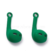 Baking Painted Zinc Alloy Pendants, Headset, Green, 21x9x6mm, Hole: 1.8mm(PALLOY-C156-01D)