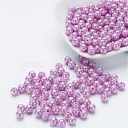 Eco-Friendly Poly Styrene Acrylic Beads, AB Color Plated, Round, Medium Orchid, 8mm, Hole: 1mm, about 2000pcs/500g(PL425-C18)