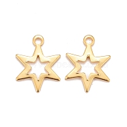 201 Stainless Steel Charms, Hexagram, Real 24k Gold Plated, 14.5x11x0.9mm, Hole: 1.4mm(STAS-K217-08G)