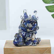 Resin Dragon Display Decoration, with Natural Lapis Lazuli Chips inside Statues for Home Office Decorations, 55x40x70mm(PW-WG73739-05)