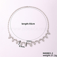 Minimalist Flower Brass Micro Pave Cubic Zirconia Pendant Necklaces for Women, Platinum, 15.75 inch(400mm)(TI5363-1)