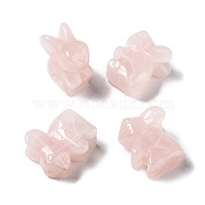 Natural Rose Quartz Half Drilled Beads, Rabbit, 21.5~23x10~11x19~21mm, Hole: 1mm(G-Z037-04)