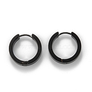 304 Stainless Steel Huggie Hoop Earrings, Hypoallergenic Earrings, Thick Hoop Earrings, Ring Shape, Electrophoresis Black, 20x4mm, Pin: 1mm(EJEW-O087-09G-EB)