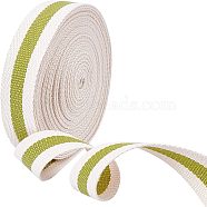 Polyester Braid Ribbon, Flat, Stripe Pattern, Garment Accessories, Yellow Green, 1-1/4 inch(32x1mm), about 10 yards/bundle(OCOR-WH0068-30B)