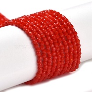 Glass Imitation Jade Beads Strands, Faceted Round, Red, 2x2mm, Hole: 0.6mm, about 184pcs/strand, 14.49''(36.8cm)(GLAA-H021-02-06)
