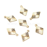 Brass Charms, Long-Lasting Plated, Cadmium Free & Lead Free, Rhombus, Real 24K Gold Plated, 13x8x0.2mm, Hole: 1.2mm(X-KK-F831-026G-RS)