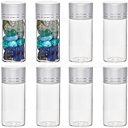 40Pcs Clear Glass Bottles Bead Containers, Screw Top Bead Storage Tubes with Aluminum Cap, Column, Silver, 2.2x5cm, Capacity: 10ml(0.34fl. oz)(CON-SC0001-15A-02)