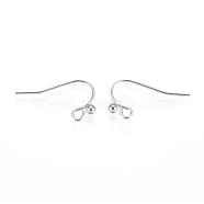 Brass Earring Hooks, Ear Wire, with Horizontal Loop, Long-Lasting Plated, Real Platinum Plated, 10.5x20x2.5mm, Hole: 1.5mm, 21 Gauge, Pin: 0.7mm(KK-L198-001P)