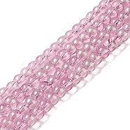 Glass Bead Strands, with Glitter Powder, Round, Hot Pink, 6x5.5mm, Hole: 1mm, about 142pcs/strand, 29.92''(76cm)(X-GLAA-K068-01A-07)