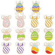 14Pcs 7 Styles Easter Alloy Enamel Pendants, Golden, Egg Charm, Mixed Color, 22~26x17~19x1~1.5mm, Hole: 2mm, 2pcs/style(ENAM-FS0001-65)