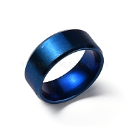 Titanium Steel Wide Band Finger Rings for Women Men, Plain Band Rings, Blue, 8mm, Inner Diameter: US Size 6 3/4(17.1mm)(RJEW-WH0009-13B-BU)