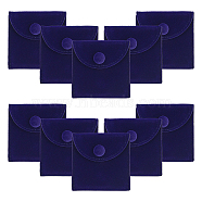 Square Velvet Jewelry Package Bags, Jewelry Gift Pouches with Snap Button Fasteners, Midnight Blue, 7x7cm(ABAG-WH0035-055A-01)