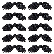 Handmade Chinese Frogs Knots Buttons Sets, Polyester Button with Acrylic Beads, Black, 68x20.5x6.5mm, 2pcs/pair, 10pairs/box(AJEW-GF0005-20)